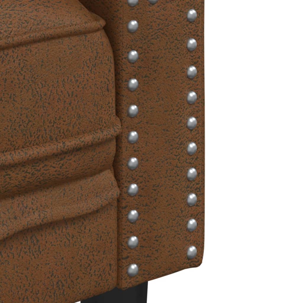 2 személyes barna műbőr chesterfield kanapé