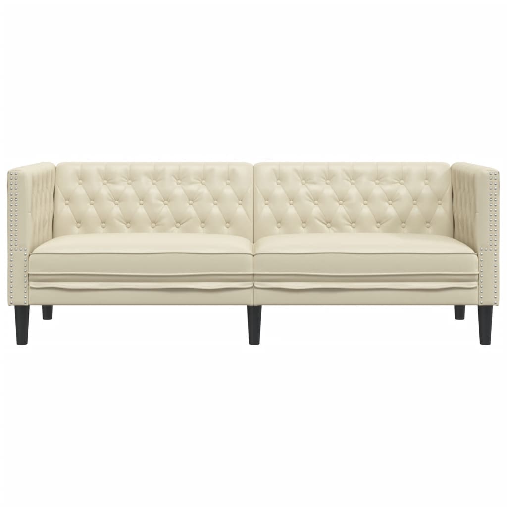 3 személyes krémszínű műbőr chesterfield kanapé 3 személyes krémszínű műbőr chesterfield kanapé