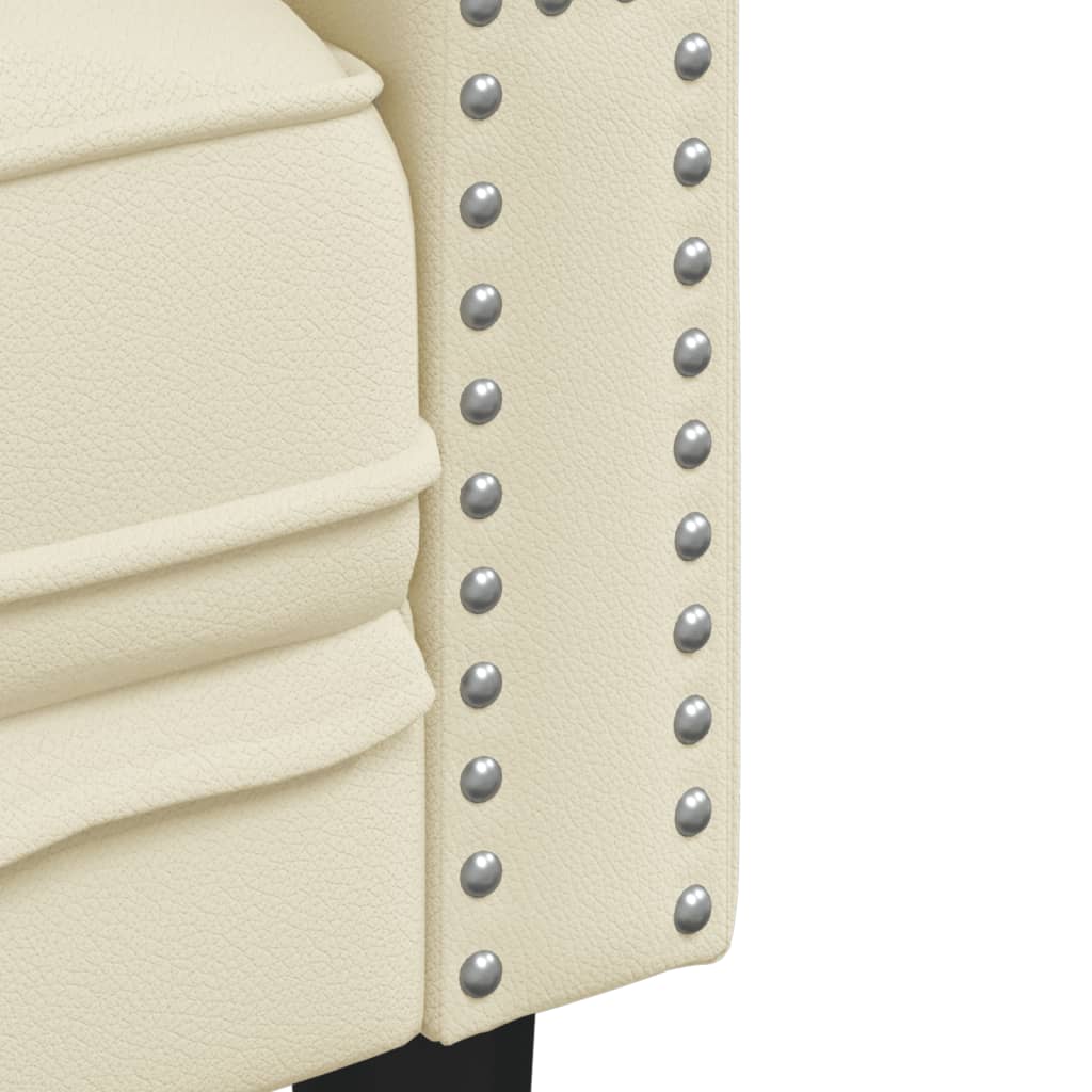 3 személyes krémszínű műbőr chesterfield kanapé 3 személyes krémszínű műbőr chesterfield kanapé