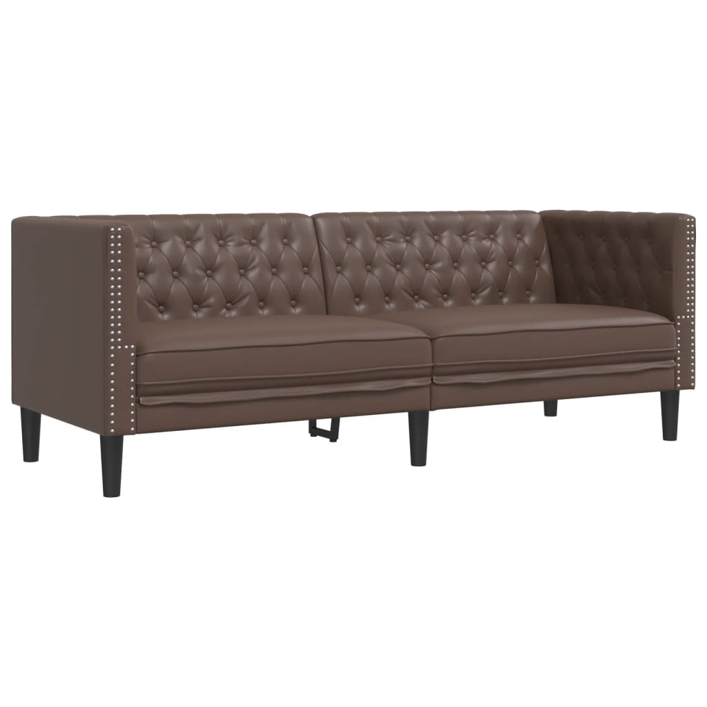 3 személyes barna műbőr chesterfield kanapé 3 személyes barna műbőr chesterfield kanapé