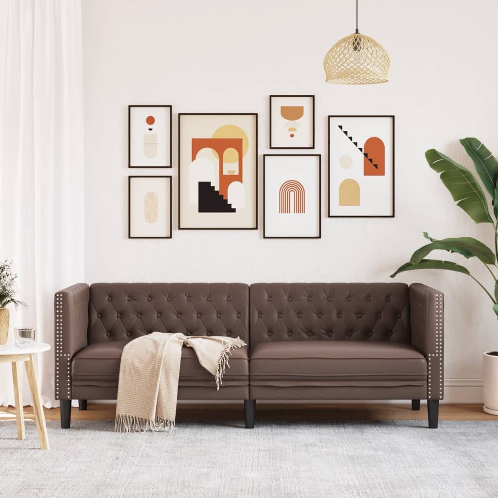 3 személyes barna műbőr chesterfield kanapé 3 személyes barna műbőr chesterfield kanapé