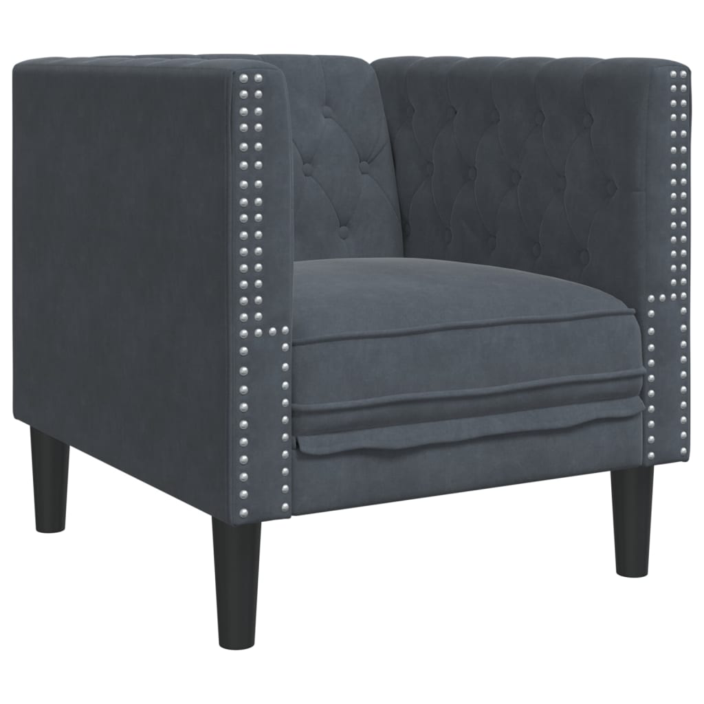 Sötétszürke bársony chesterfield kanapé Sötétszürke bársony chesterfield kanapé