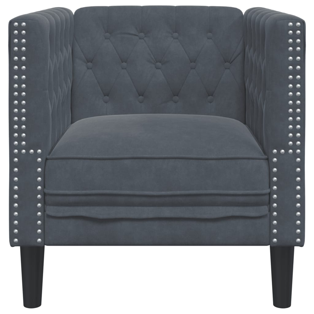 Sötétszürke bársony chesterfield kanapé Sötétszürke bársony chesterfield kanapé