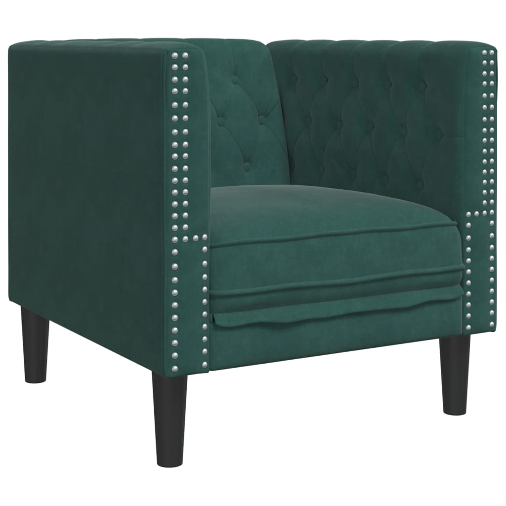 Sötétzöld bársony chesterfield kanapéfotel Sötétzöld bársony chesterfield kanapéfotel