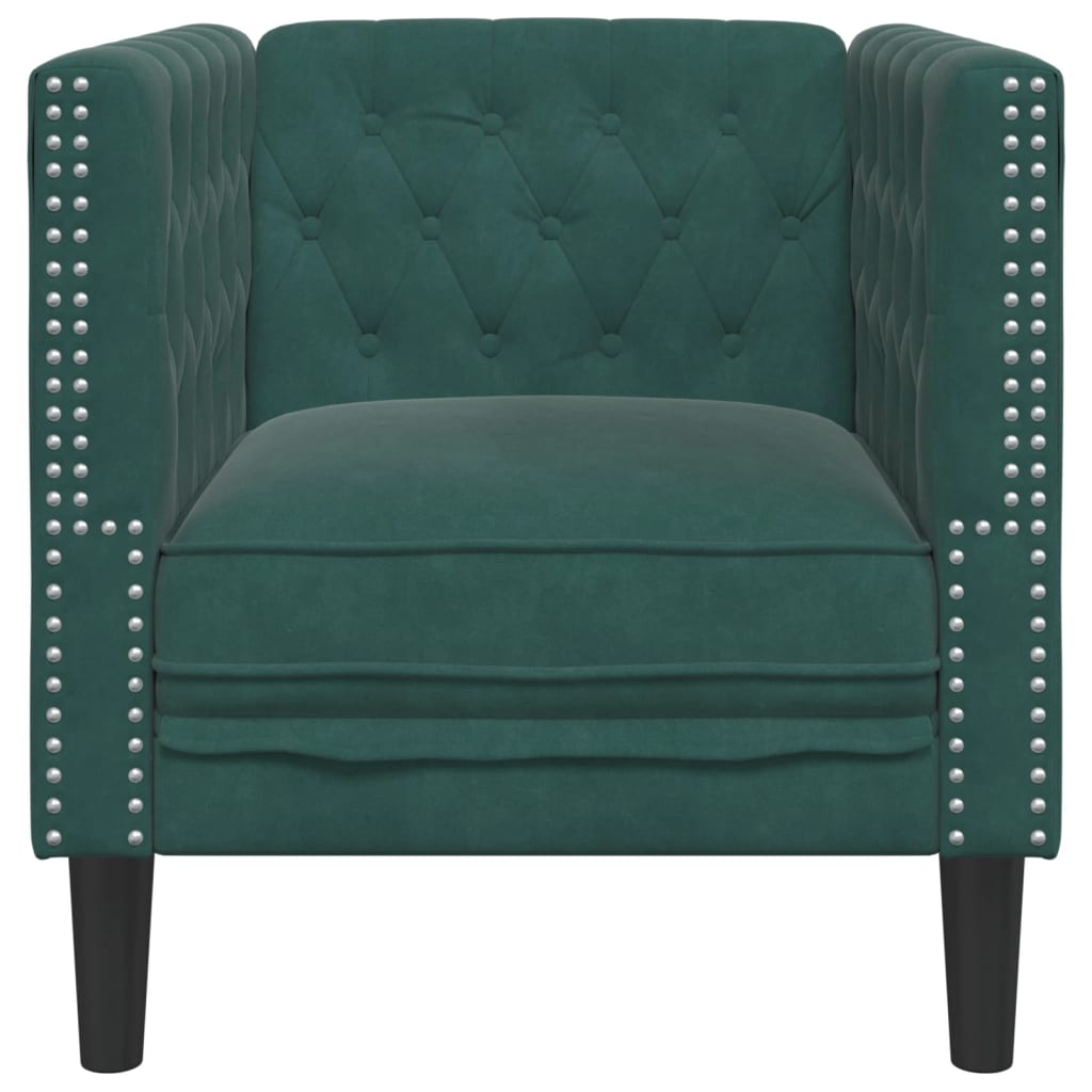 Sötétzöld bársony chesterfield kanapéfotel Sötétzöld bársony chesterfield kanapéfotel