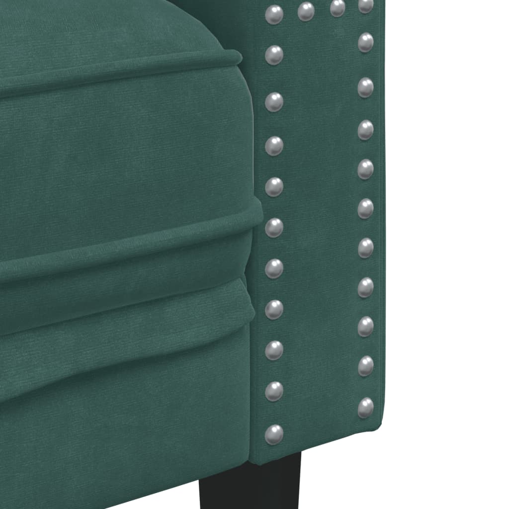 Sötétzöld bársony chesterfield kanapéfotel Sötétzöld bársony chesterfield kanapéfotel