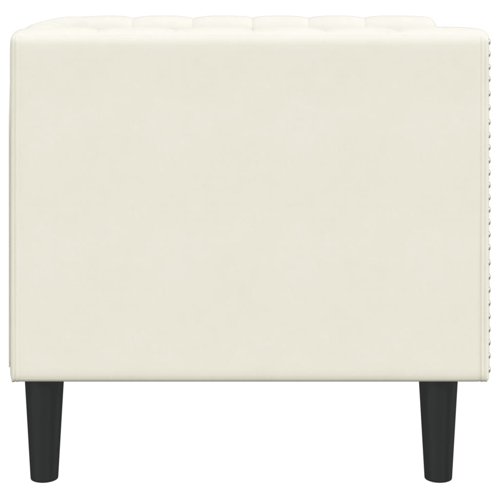 Krémszínű bársony chesterfield kanapéfotel