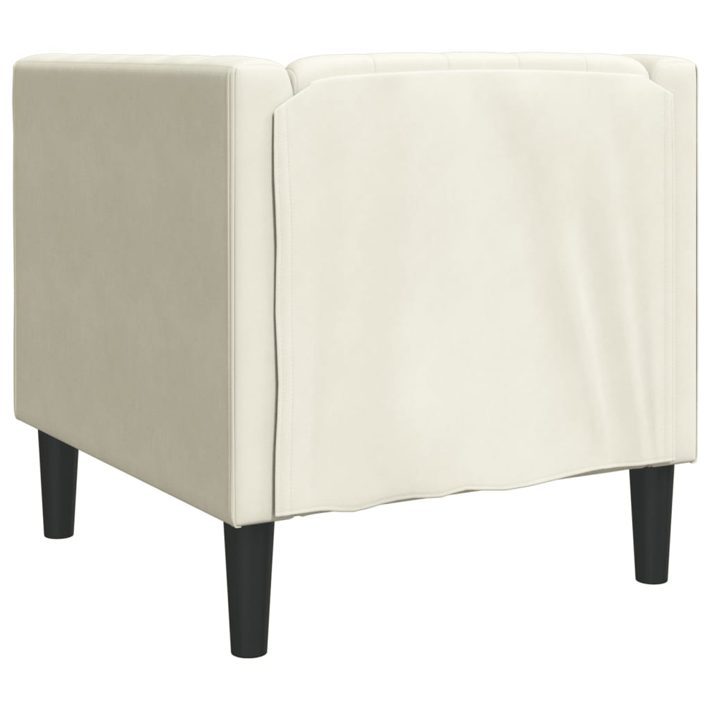 Krémszínű bársony chesterfield kanapéfotel