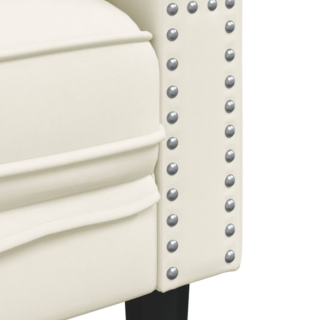 Krémszínű bársony chesterfield kanapéfotel