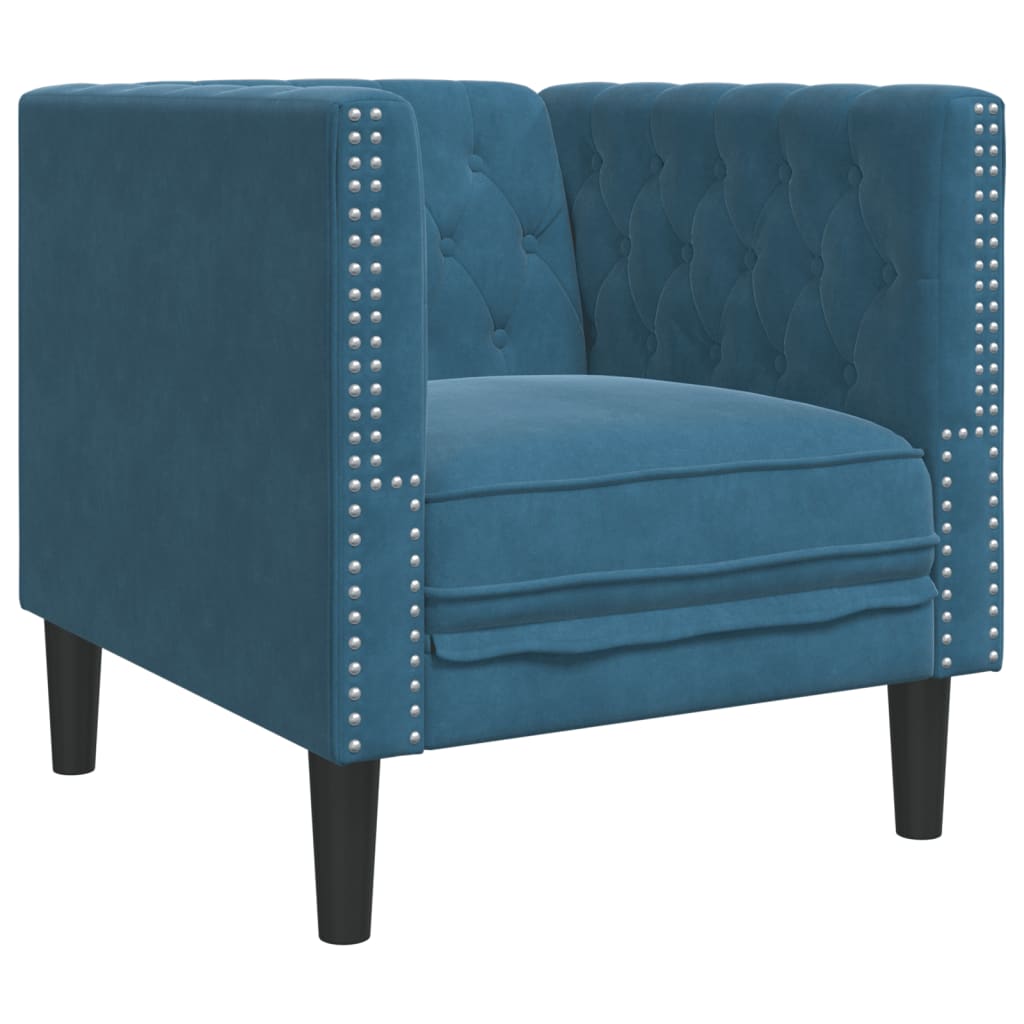 Kék bársony chesterfield kanapéfotel Kék bársony chesterfield kanapéfotel