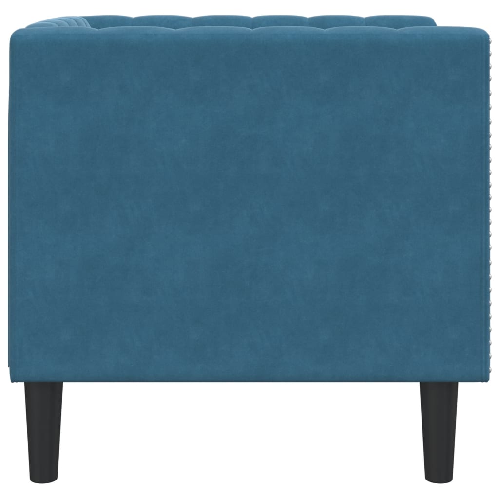 Kék bársony chesterfield kanapéfotel Kék bársony chesterfield kanapéfotel