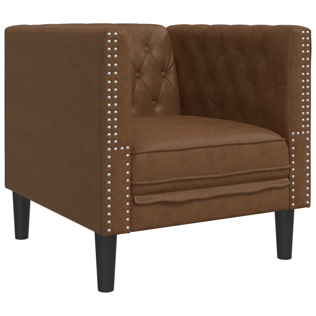 Barna művelúr chesterfield kanapéfotel Barna művelúr chesterfield kanapéfotel