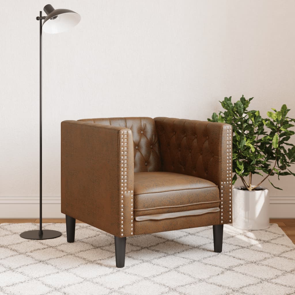 Barna művelúr chesterfield kanapéfotel Barna művelúr chesterfield kanapéfotel