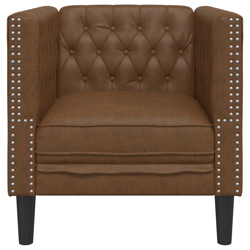 Barna művelúr chesterfield kanapéfotel Barna művelúr chesterfield kanapéfotel