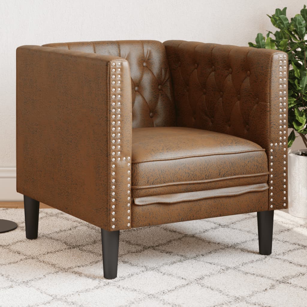 Barna művelúr chesterfield kanapéfotel Barna művelúr chesterfield kanapéfotel
