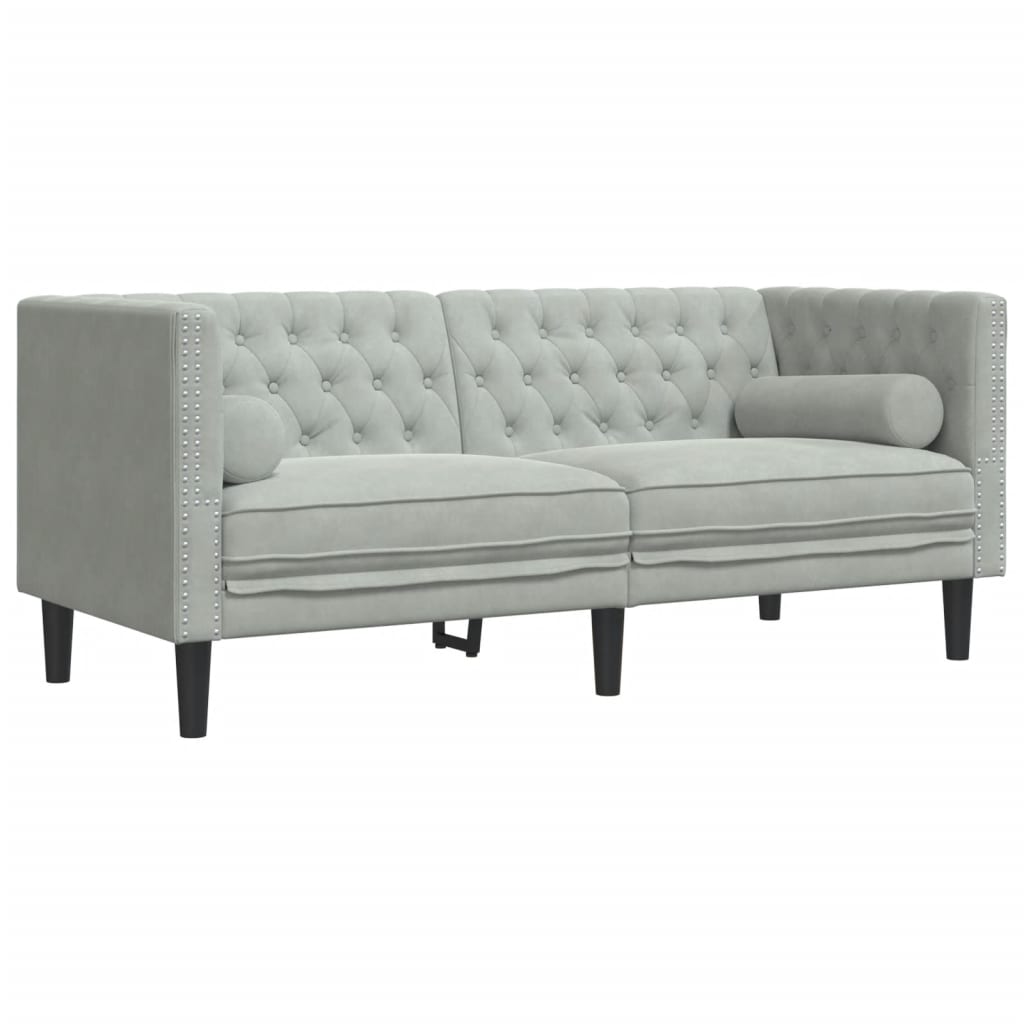 2 személyes világoszöld bársony chesterfield kanapé párnákkal 2 személyes világoszöld bársony chesterfield kanapé párnákkal