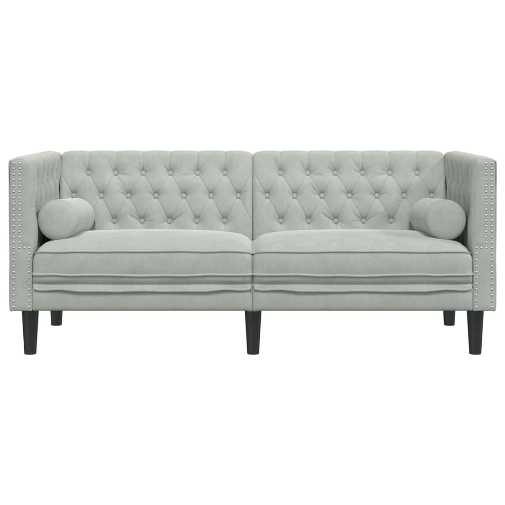 2 személyes világoszöld bársony chesterfield kanapé párnákkal 2 személyes világoszöld bársony chesterfield kanapé párnákkal
