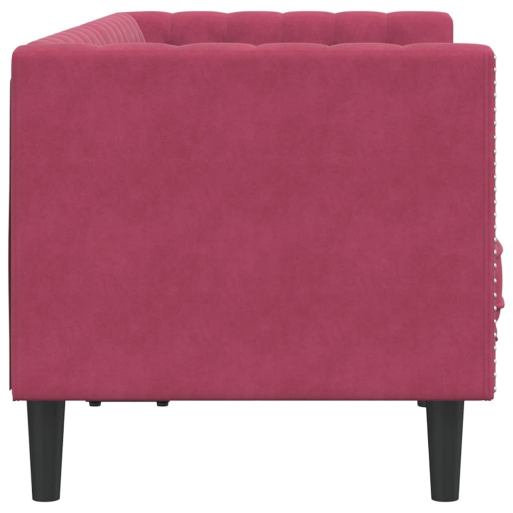 2 személyes bordó bársony chesterfield kanapé hengerpárnákkal 2 személyes bordó bársony chesterfield kanapé hengerpárnákkal
