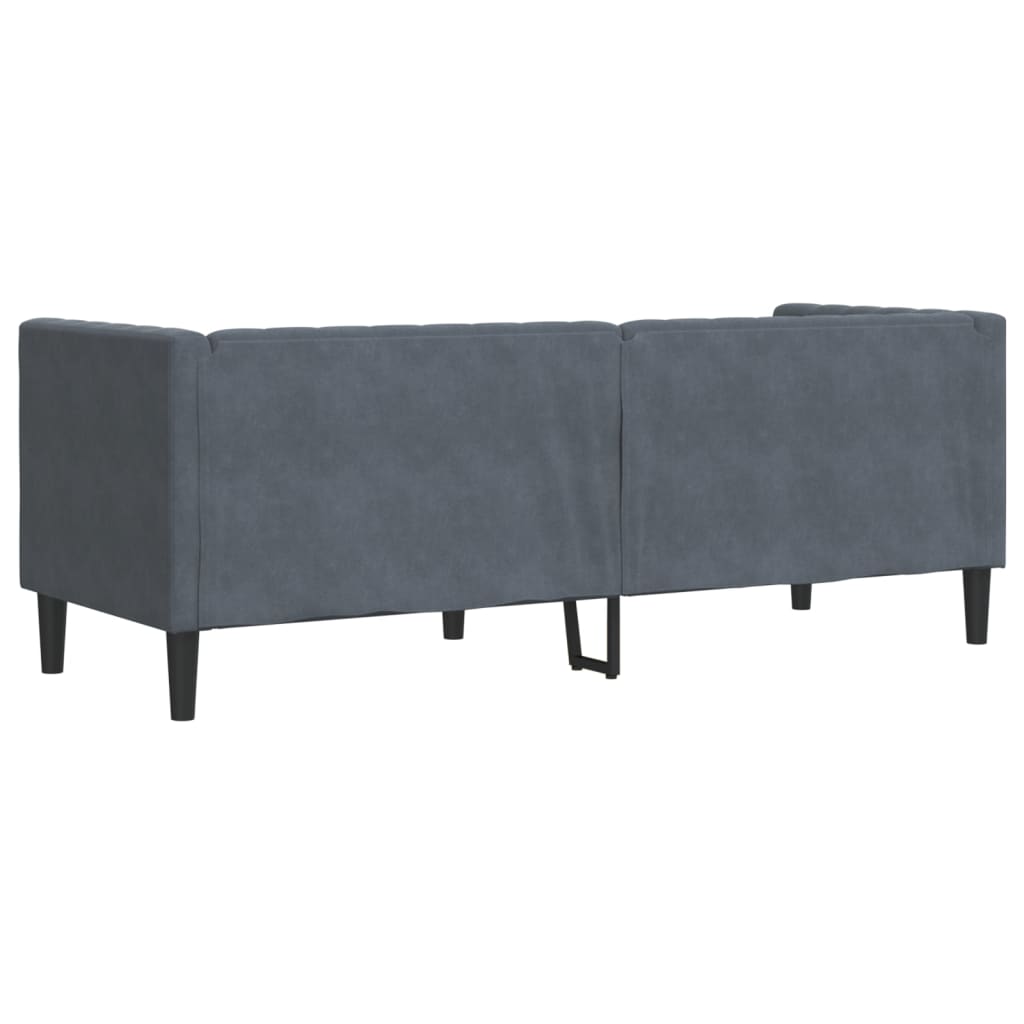 3 személyes sötétszürke bársony chesterfield kanapé párnákkal 3 személyes sötétszürke bársony chesterfield kanapé párnákkal