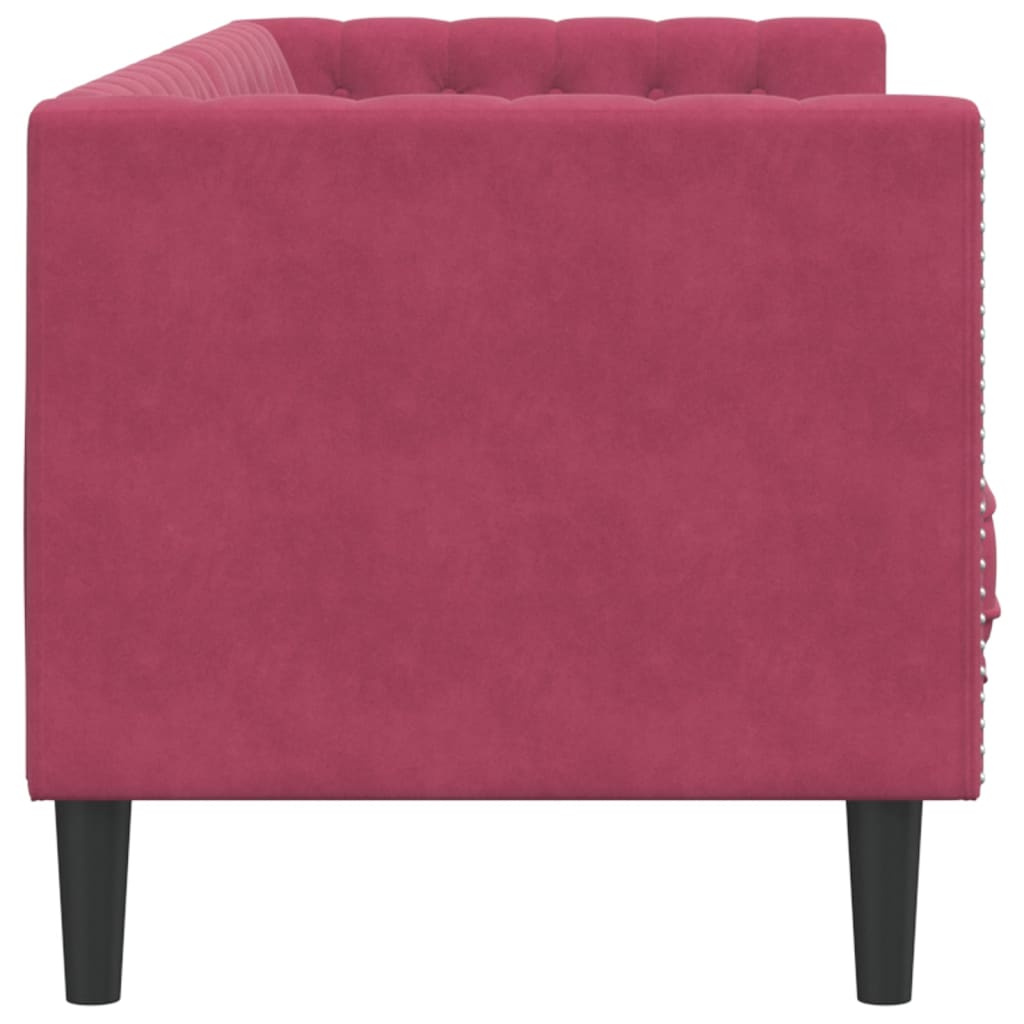 3 személyes bordó bársony chesterfield kanapé hengerpárnákkal 3 személyes bordó bársony chesterfield kanapé hengerpárnákkal