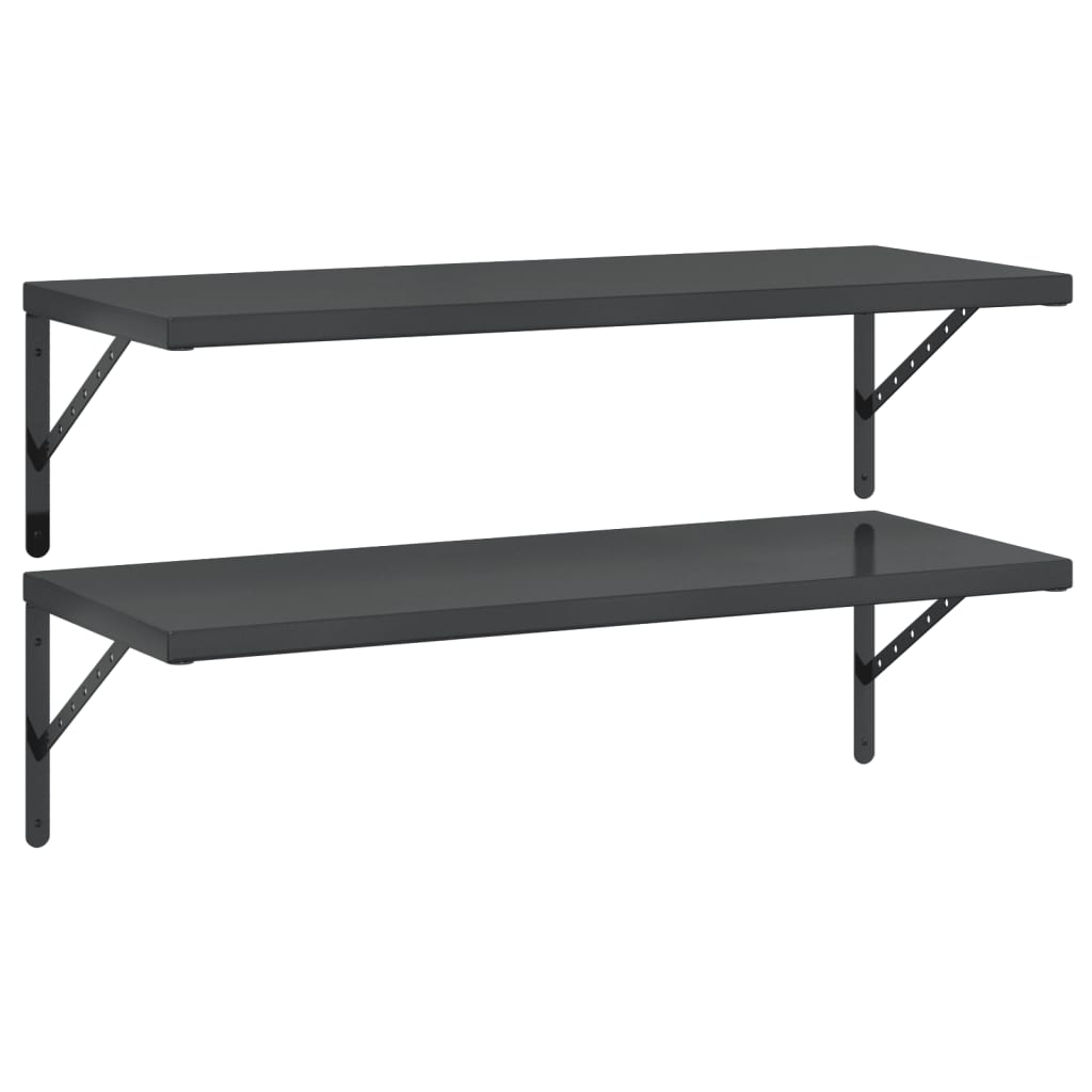 2 db fekete rozsdamentes acél fali polc 100 x 40 cm 2 db fekete rozsdamentes acél fali polc 100 x 40 cm