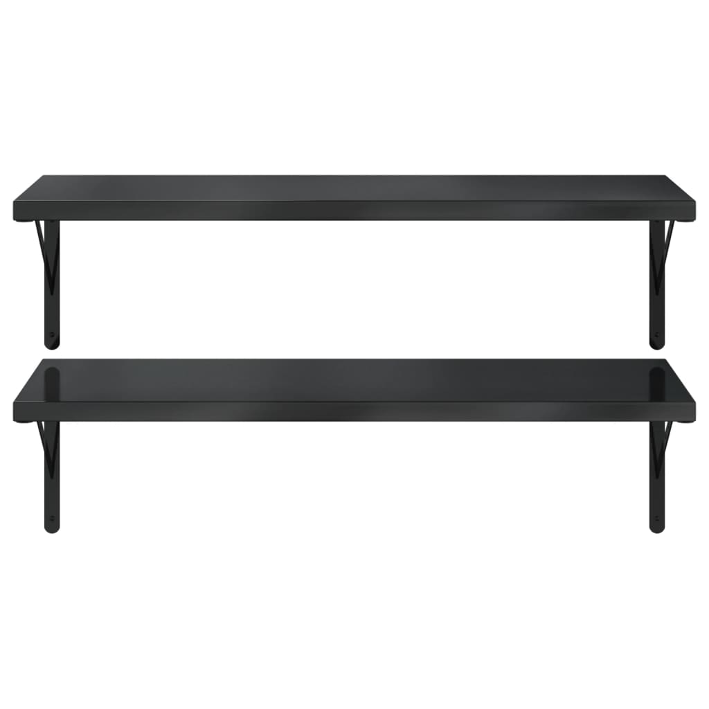 2 db fekete rozsdamentes acél fali polc 100 x 40 cm 2 db fekete rozsdamentes acél fali polc 100 x 40 cm