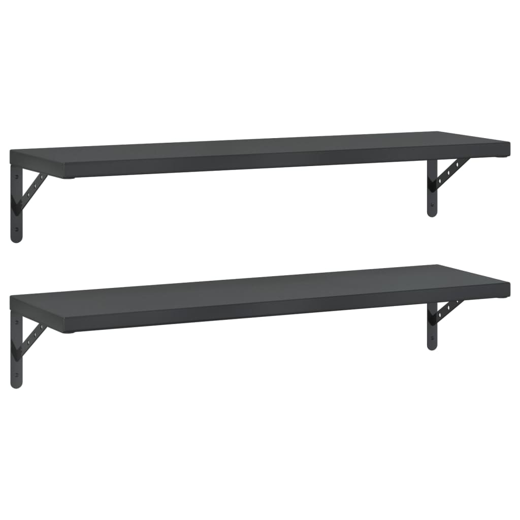 2 db fekete rozsdamentes acél fali polc 100 x 30 cm 2 db fekete rozsdamentes acél fali polc 100 x 30 cm