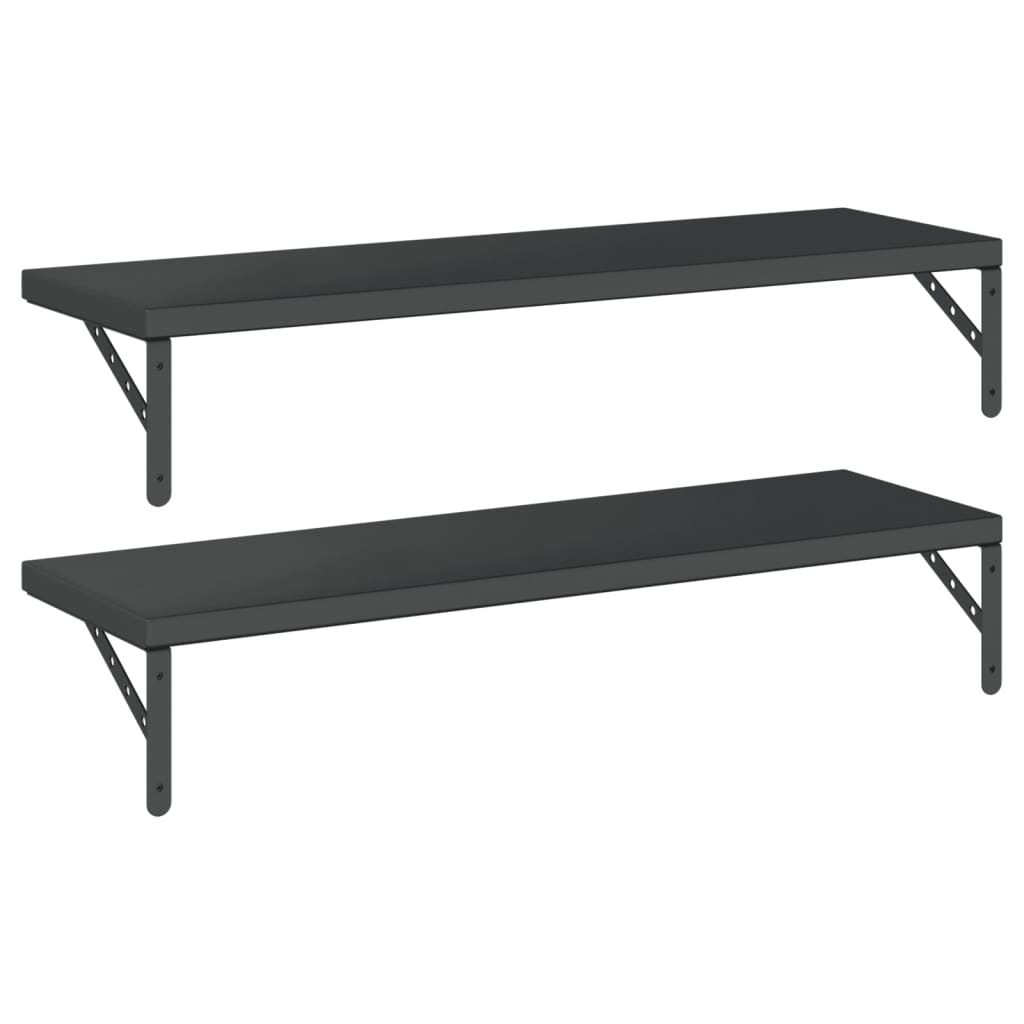 2 db fekete rozsdamentes acél fali polc 100 x 30 cm 2 db fekete rozsdamentes acél fali polc 100 x 30 cm