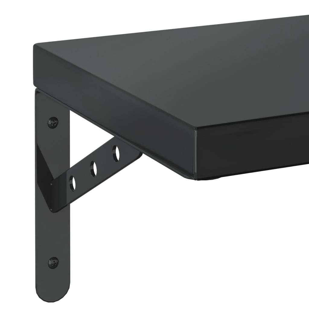 2 db fekete rozsdamentes acél fali polc 100 x 23,5 cm