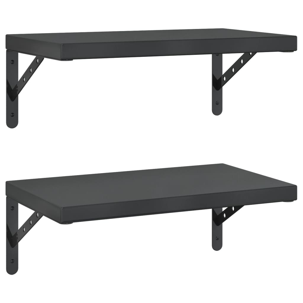 2 db fekete rozsdamentes acél fali polc 50 x 30 cm 2 db fekete rozsdamentes acél fali polc 50 x 30 cm