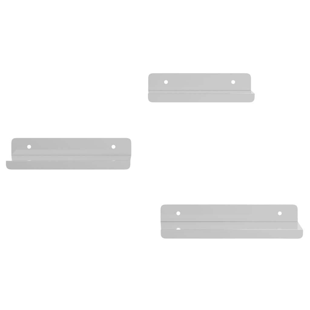 3 db ezüstszínű rozsdamentes acél fali polc