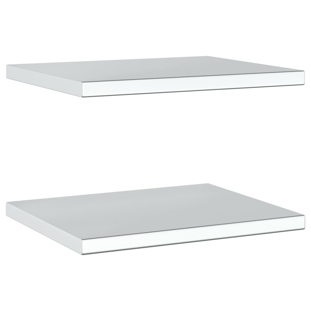 2 db ezüstszínű rozsdamentes acél fali polc 50 x 40 x 3 cm