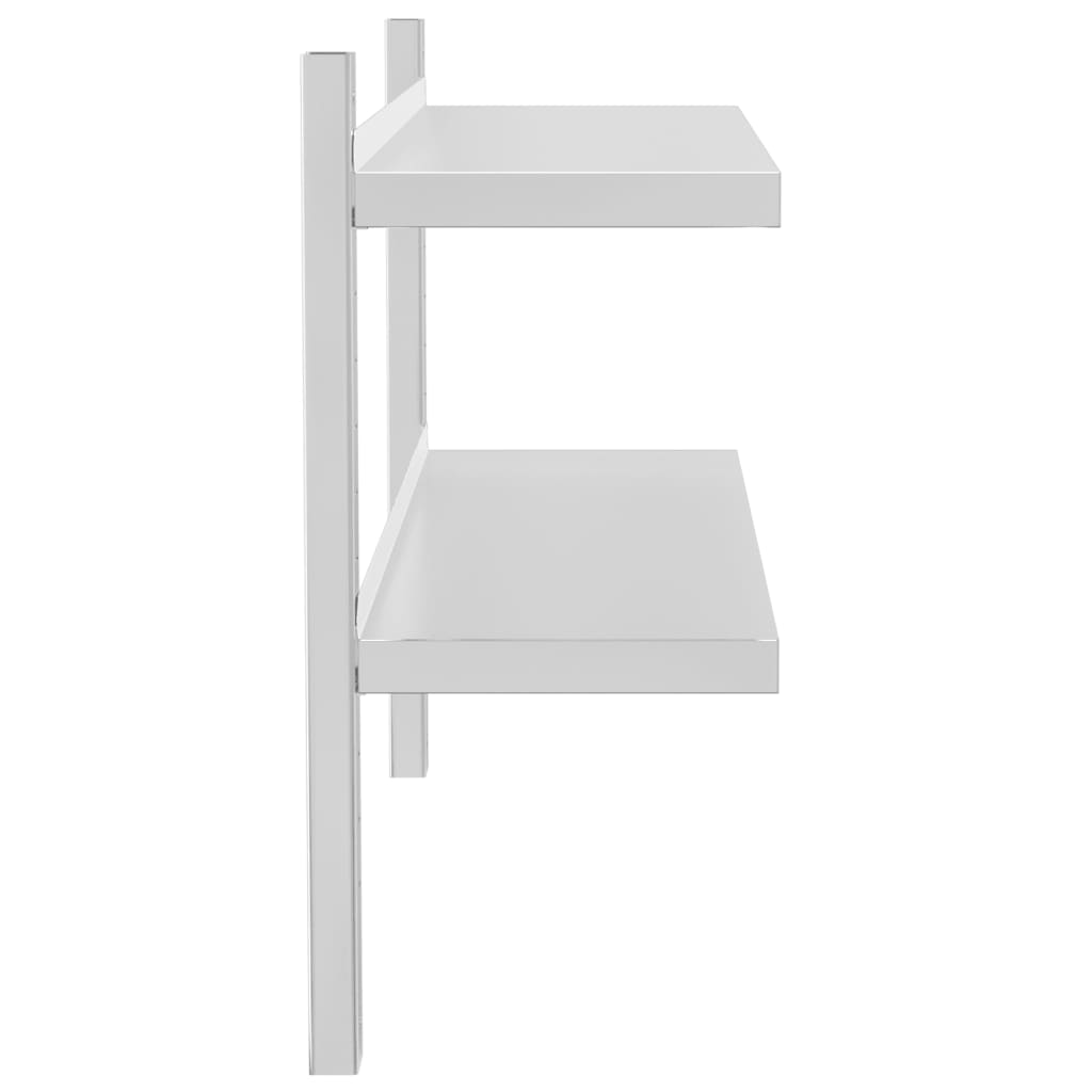 2 szintes ezüst rozsdamentes acél fali polc 100 x 23,5 x 60 cm