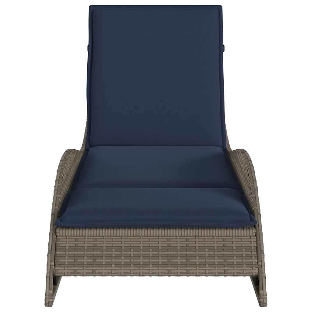 Szürke polyrattan napozóágy párnával 60 x 205 x 73 cm