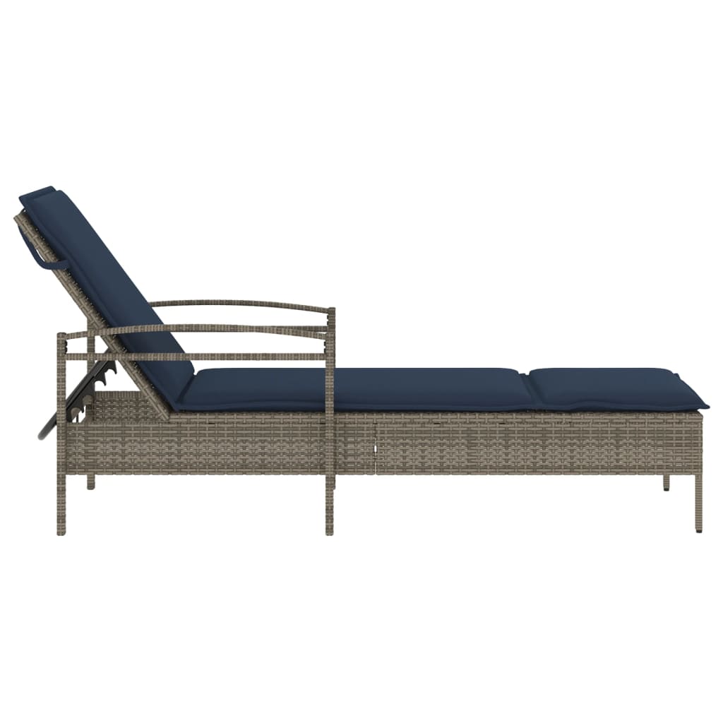 | napozó | párnával 1-személy szürke 63 x 200 x 81 cm polirattan