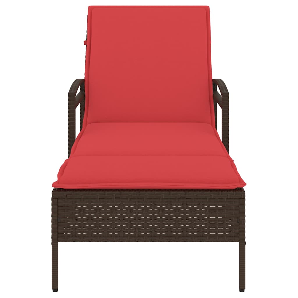 | napozó | párnával 1-személy barna 63 x 200 x 81 cm polirattan