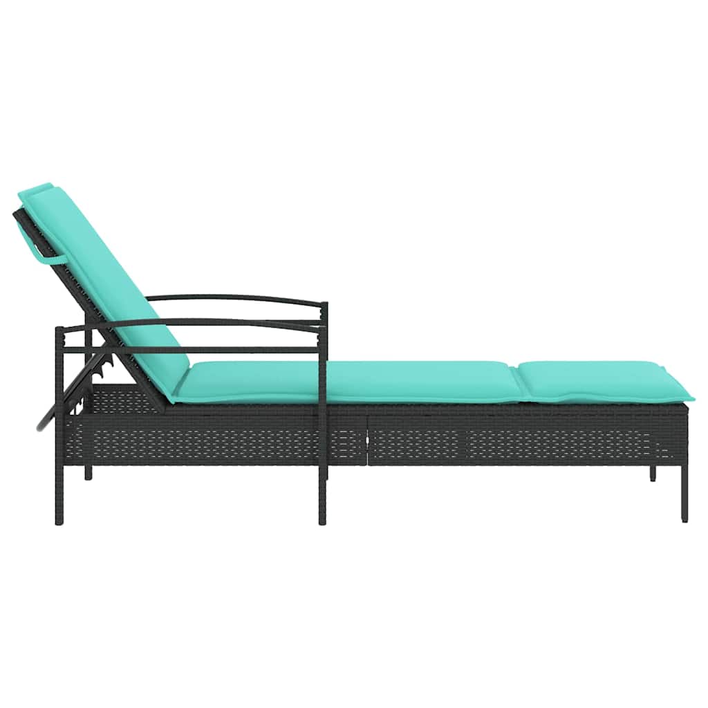 | napozó | párnával 1-személy fekete 63 x 200 x 81 cm polirattan