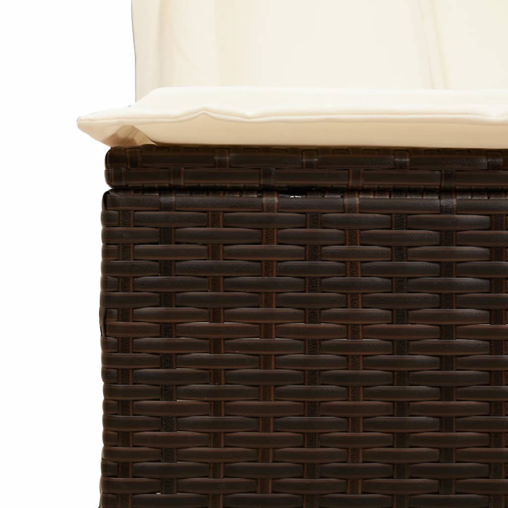 Barna polyrattan dupla napozóágy tetővel és függönyökkel