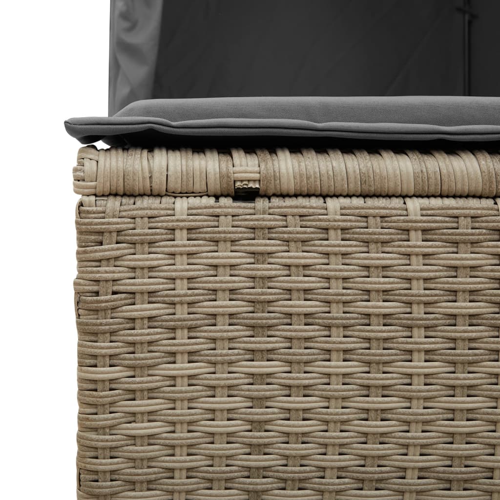 Világosszürke polyrattan dupla napozóágy tetővel és függönnyel