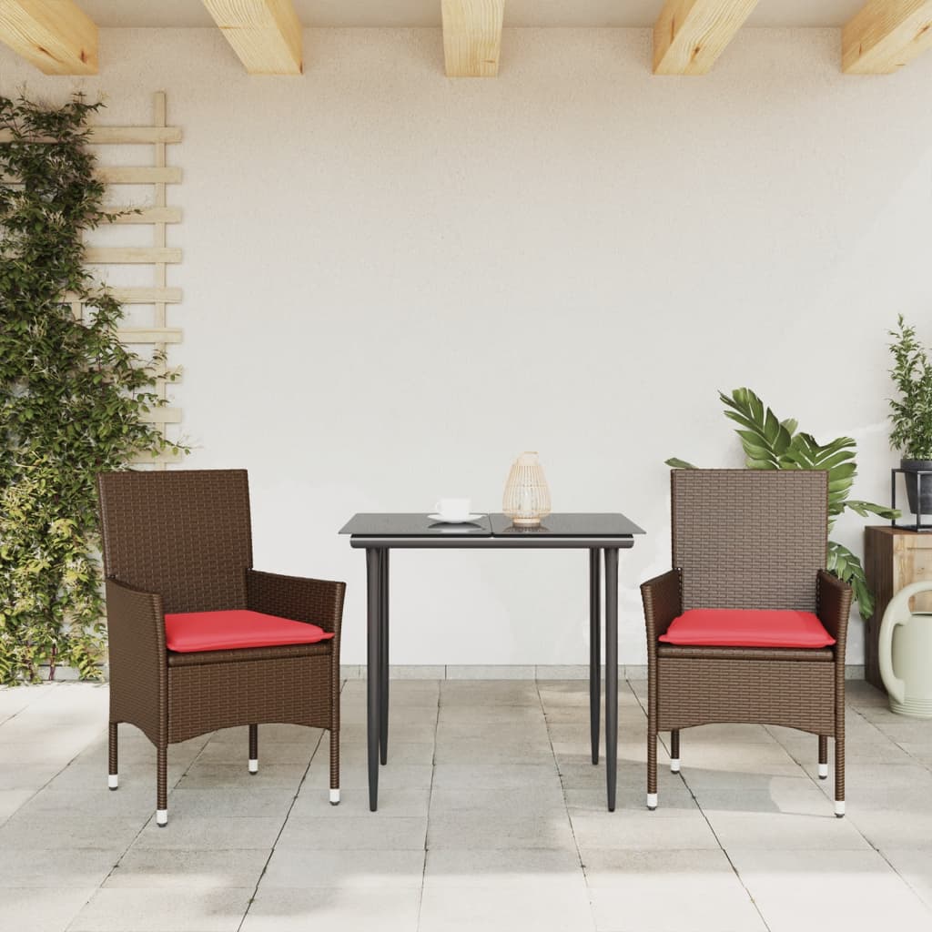2 db barna polyrattan kerti szék párnával