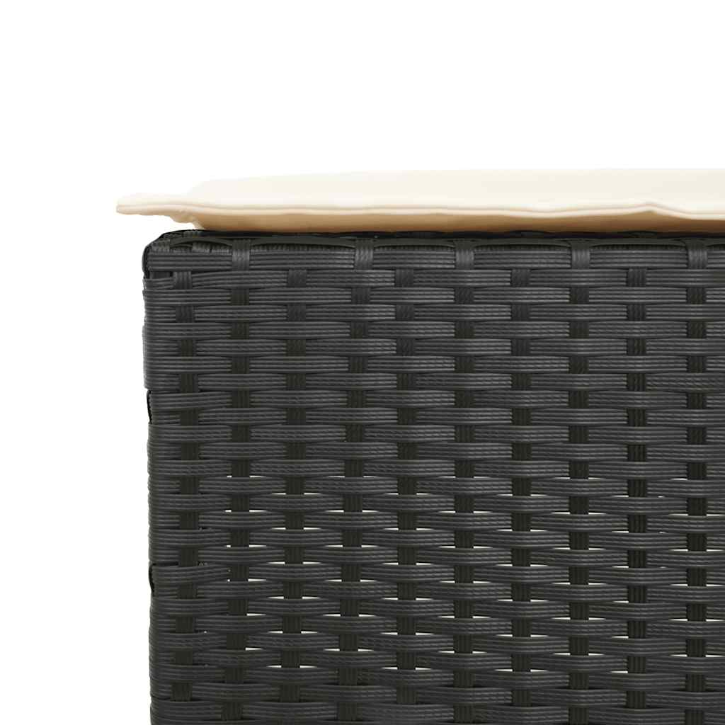 2 db fekete polyrattan kerti bárszék párnával