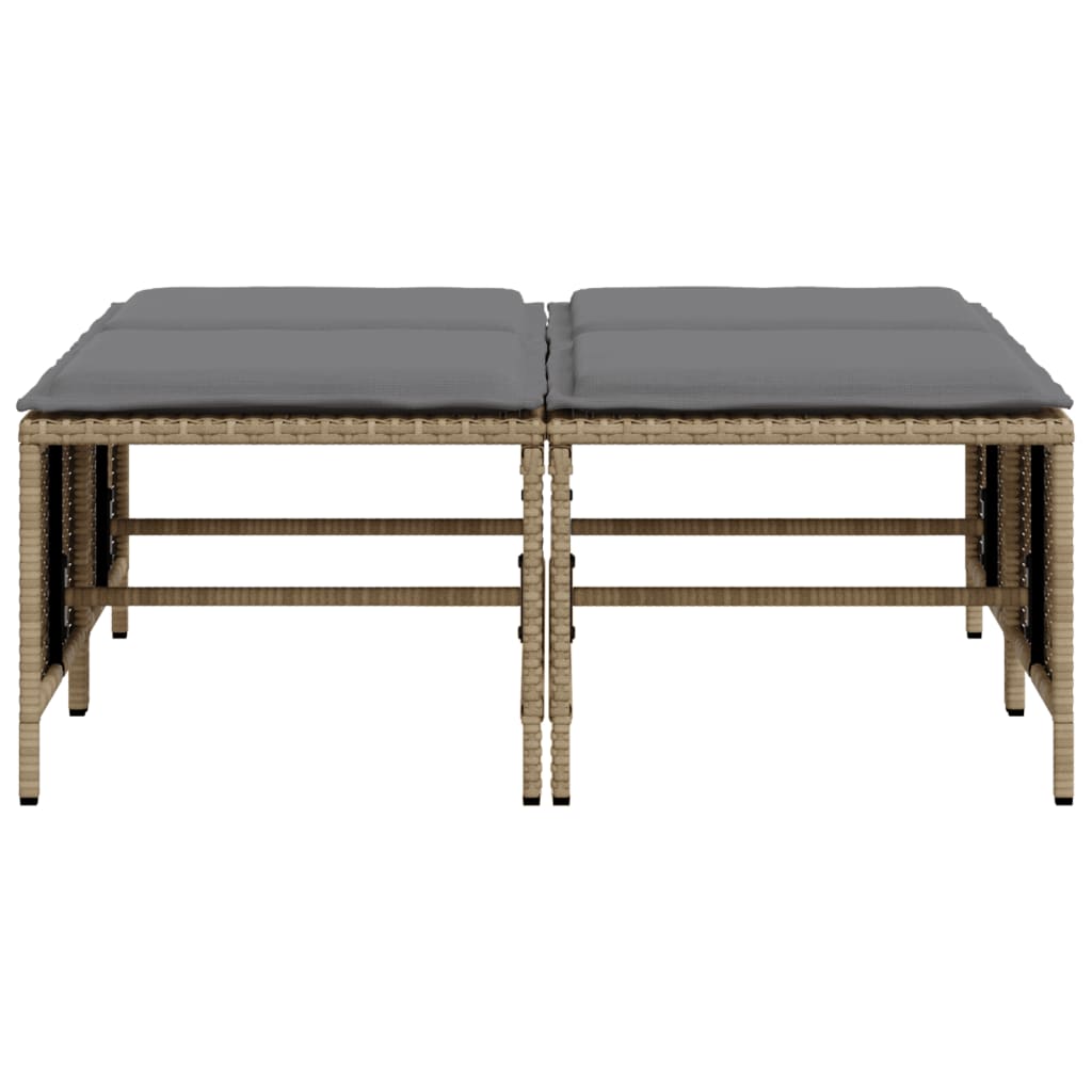 4 db bézs polyrattan kerti szék párnákkal