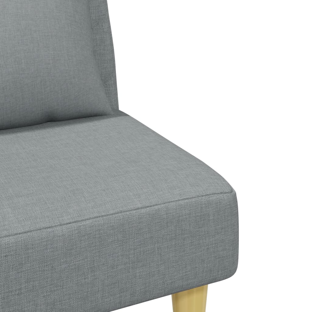 2 személyes világosszürke szövet kanapéágy párnával/lábtartóval