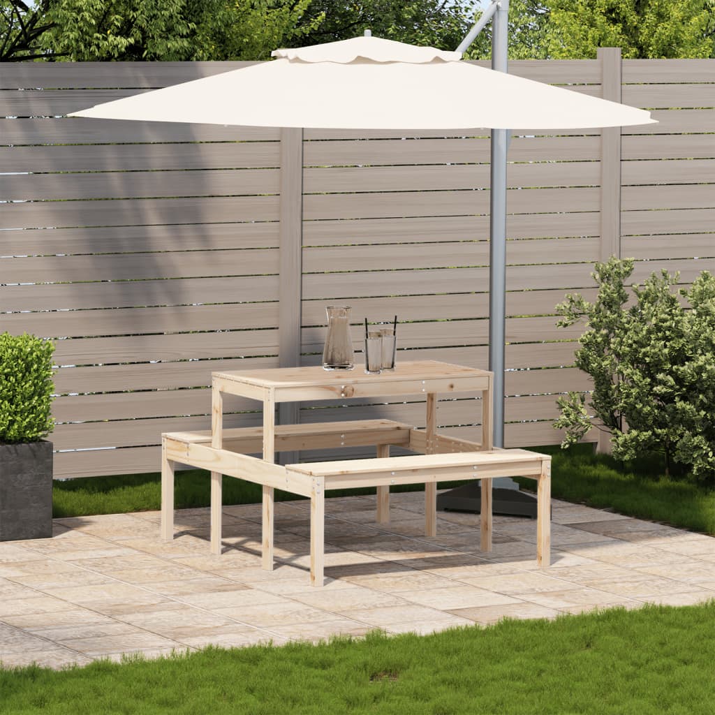 Tömör fenyőfa piknik asztal 110 x 134 x 75 cm