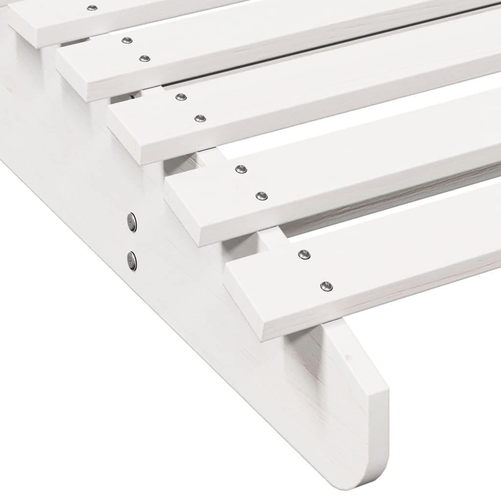 2 db fehér tömör fenyőfa napozóágy 205 x 60 x 31,5 cm