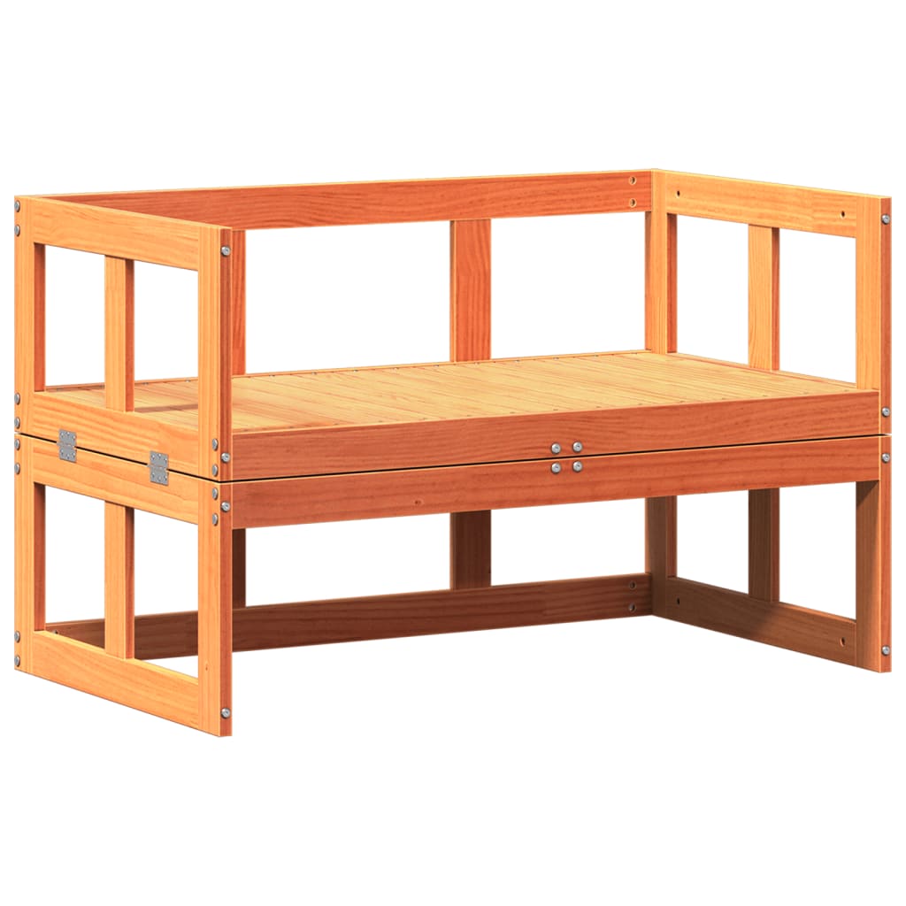 Kihúzható viaszbarna tömör fenyőfa kerti pad