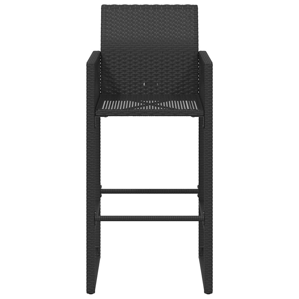 2 db fekete polyrattan kerti bárszék