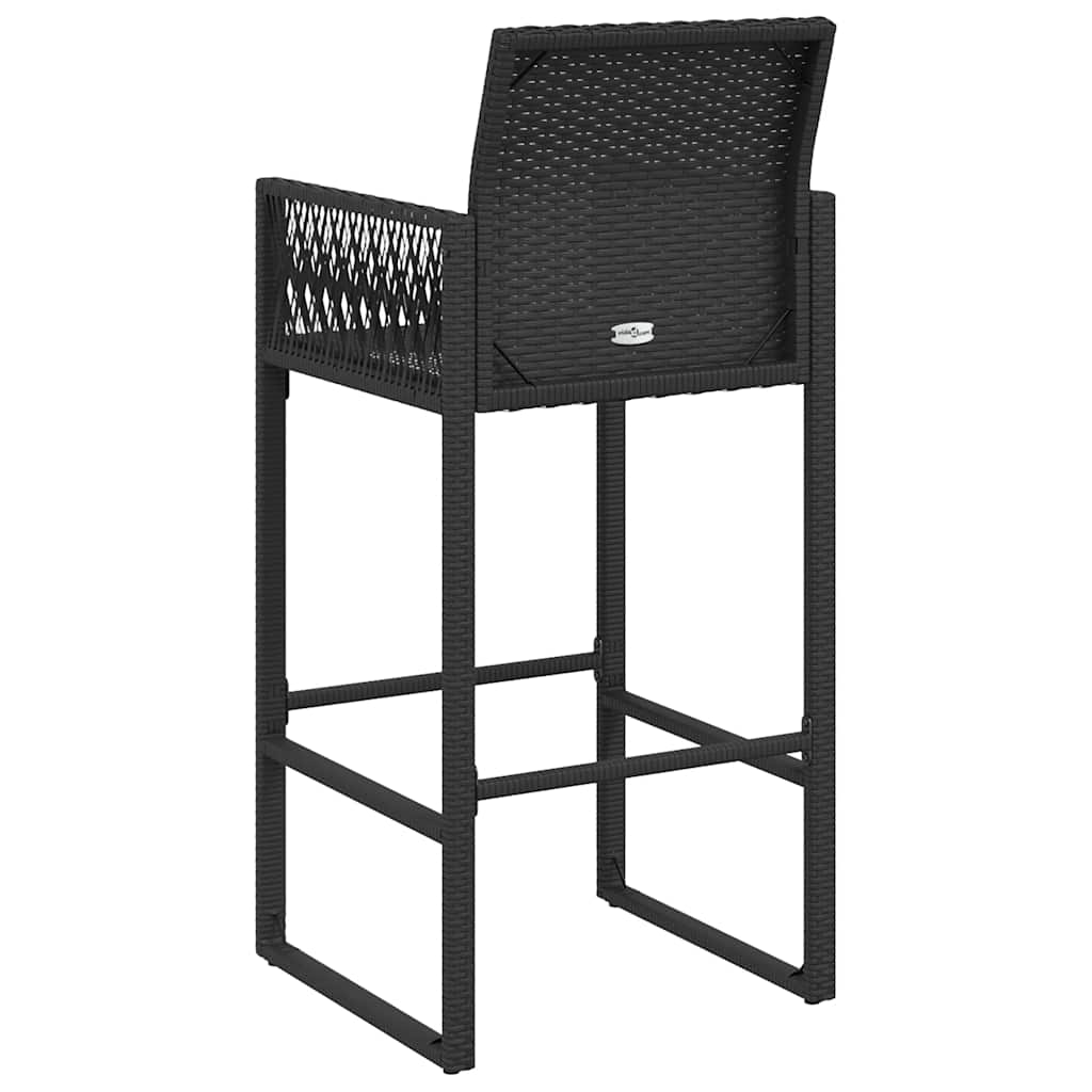 2 db fekete polyrattan kerti bárszék