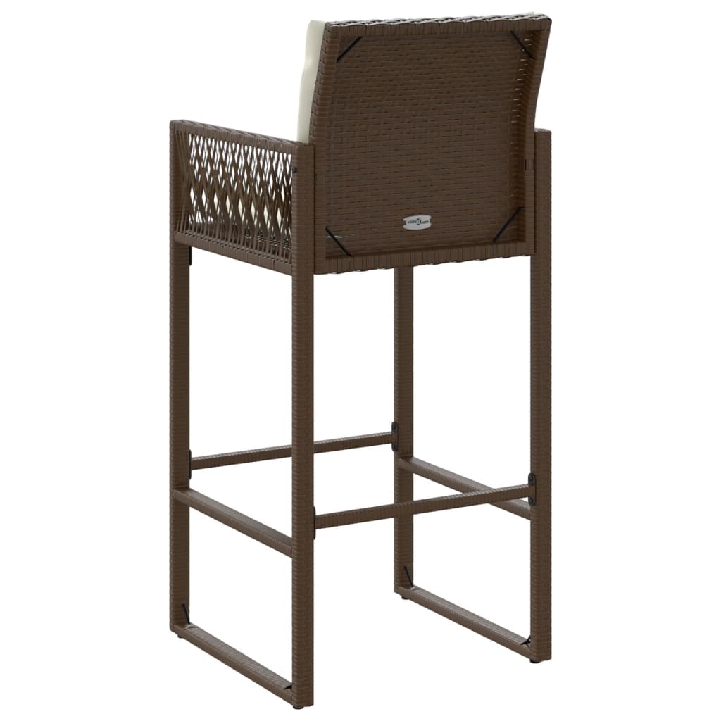 2 db barna polyrattan kerti bárszék párnával