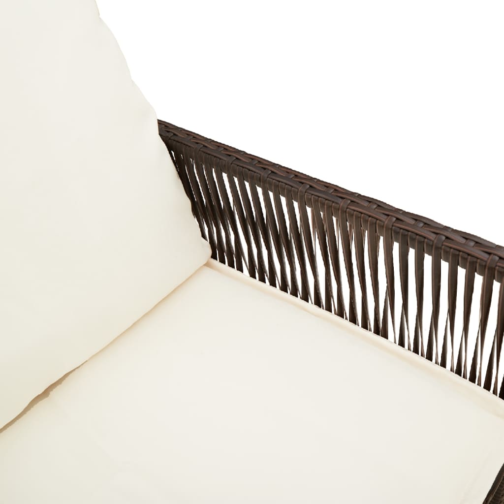 2 db barna polyrattan kerti bárszék párnával